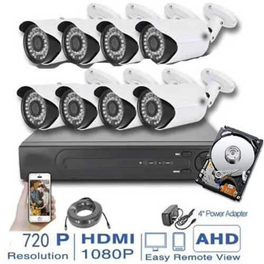 KIT CCTV 8 CAMARAS DE SEGURIDAD CON DISCO DURO 1 TERABYTE FULL HD 1080 P - 1