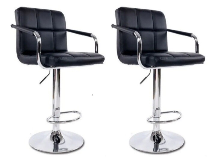 SILLAS BAR MILAN ECOCUERO NEGRAS PACK 2 TABURETE CON APOYABRAZOS - 1