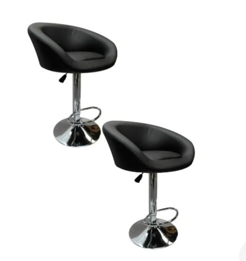 SILLAS BAR AMERICANA ECOCUERO NEGRAS PACK TABURETE - 1