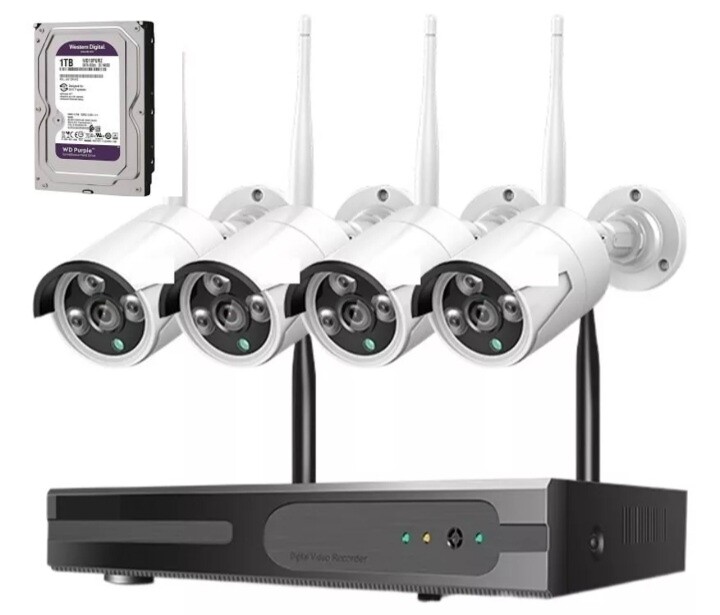KIT 5G IP 4 CAMARA DE SEGURIDAD FHD INALAMBRICAS 2MP CON DISCO DURO 1 TERABYTE 1080P - 1