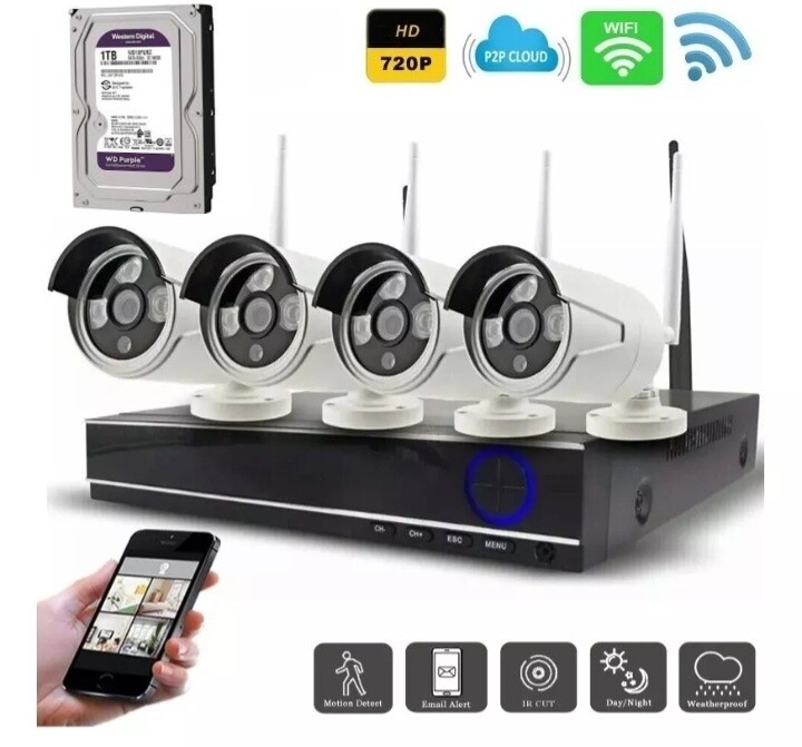 KIT 5G IP 4 CAMARA DE SEGURIDAD FHD INALAMBRICAS 2MP CON DISCO DURO 1 TERABYTE 1080P - 2