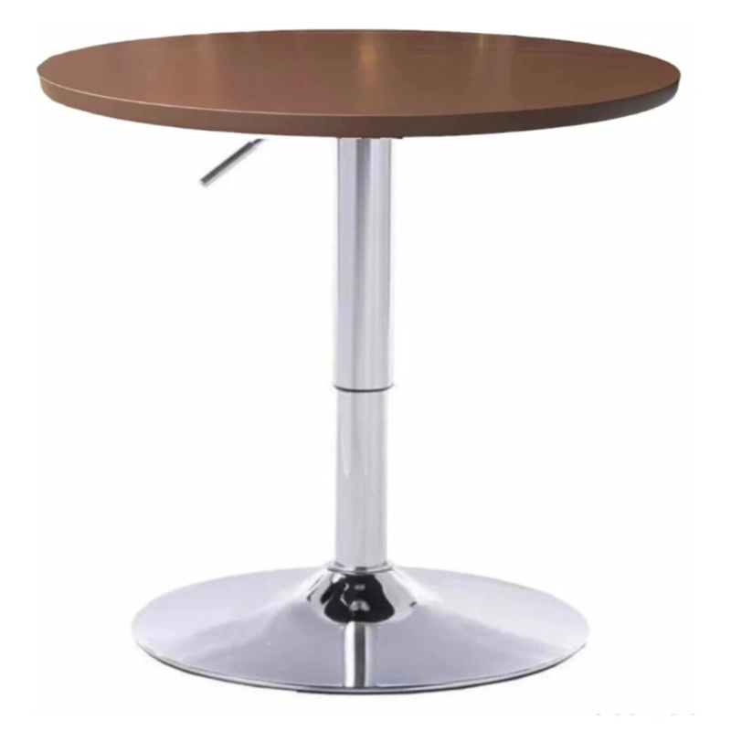 MESA BAR 80 CM DIAMETRO ALTURA REGULABLE CAFÉ CHOCOLATE ACERO - 1
