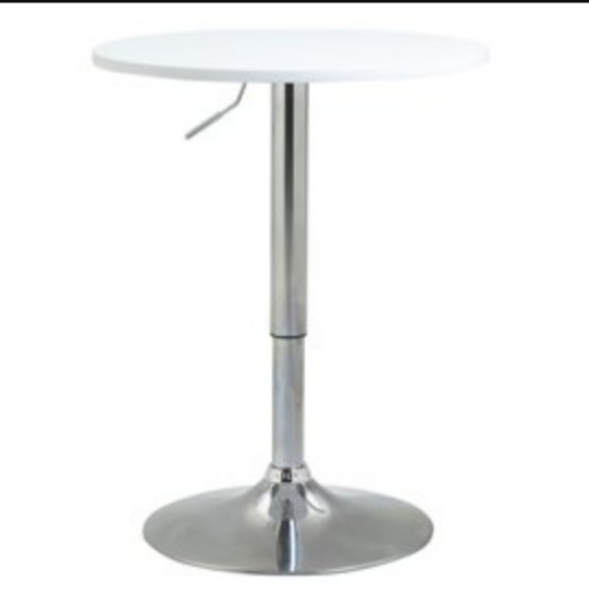 MESA BAR 80 CM DIAMETRO ALTURA REGULABLE BLANCO ACERO - 2
