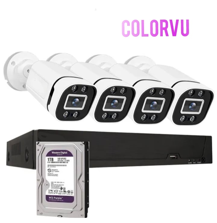 KIT CCTV PRO 4 CÁMARAS SEGURIDAD FHD COLORVU 2MP MICRÓFONO + DISCO 1 TERABYTE AUDIO - 2