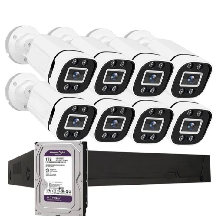 KIT CCTV PRO 8 CÁMARAS FHD COLORVU 2MP MICRÓFONO + DISCO 1 TERABYTE AUDIO - 1