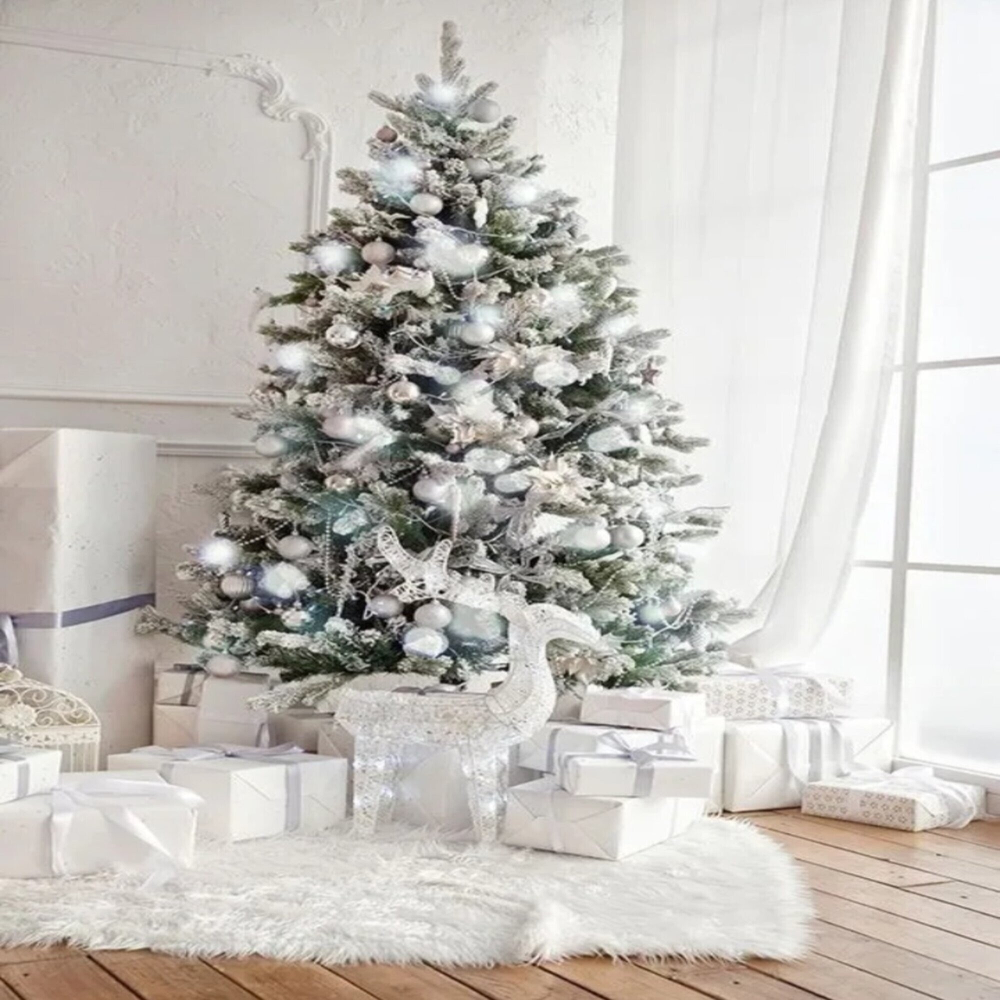 ARBOL DE NAVIDAD NEVADO 210 CM + FRUTOS MODELO BAVARIA PVC/PE | Verde claro - 2