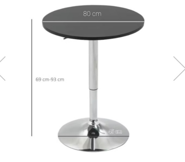 MESA BAR ARTIHOGAR ALTURA REGULABLE 80 CM MDF NEGRO - 2