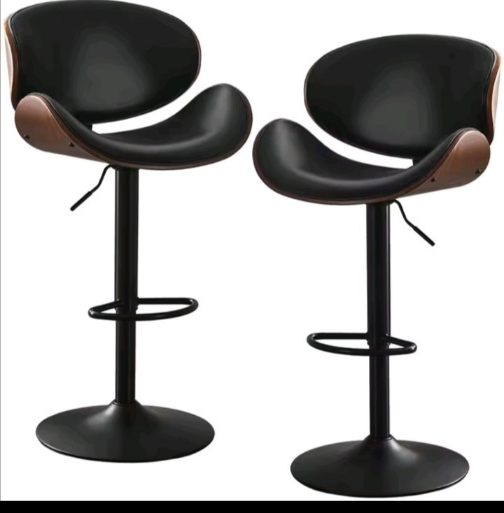 PACK 2 SILLAS BAR TABURETE MADERA PU EN COLOR NEGRO/EN COLOR NEGRO CISNE - 1