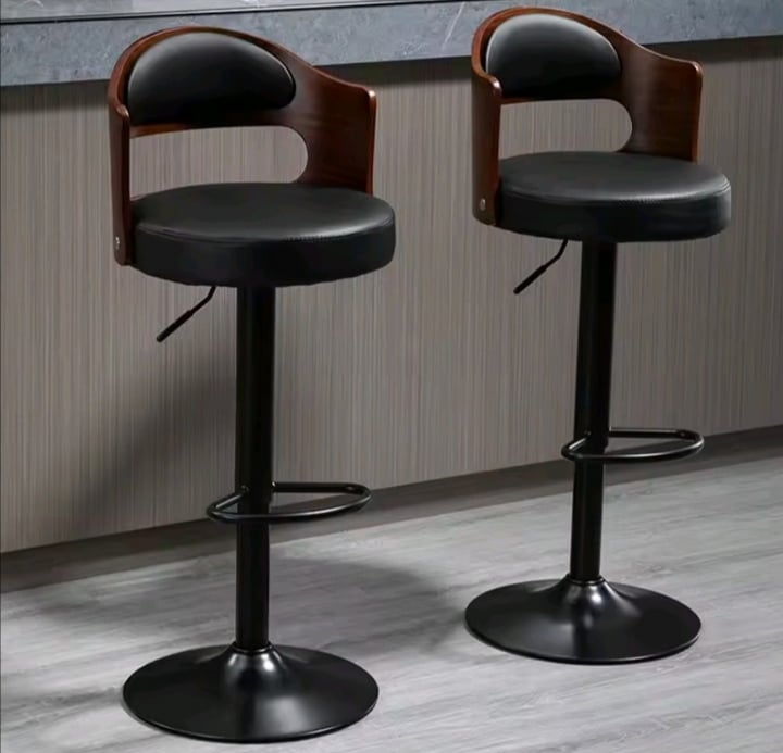 PACK 2 SILLAS BAR DE LUXE MADERA CON RESPALDO BOSCCO EN COLOR NEGRO/EN COLOR NEGRO - 1