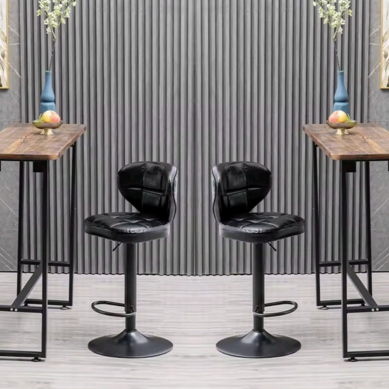 PACK SILLAS BAR  ALEX NORDIC TABURETE ECOCUERO NEGRO/NEGRO - 2
