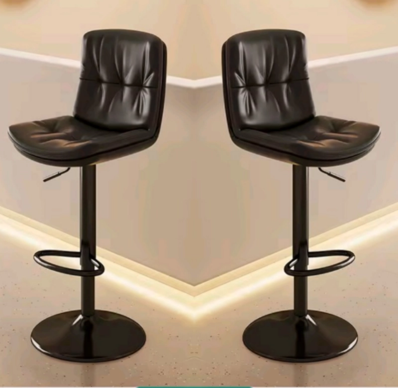 PACK  2 SILLAS BAR  NORDICA ECOCUERO COLOR NEGRO - 1