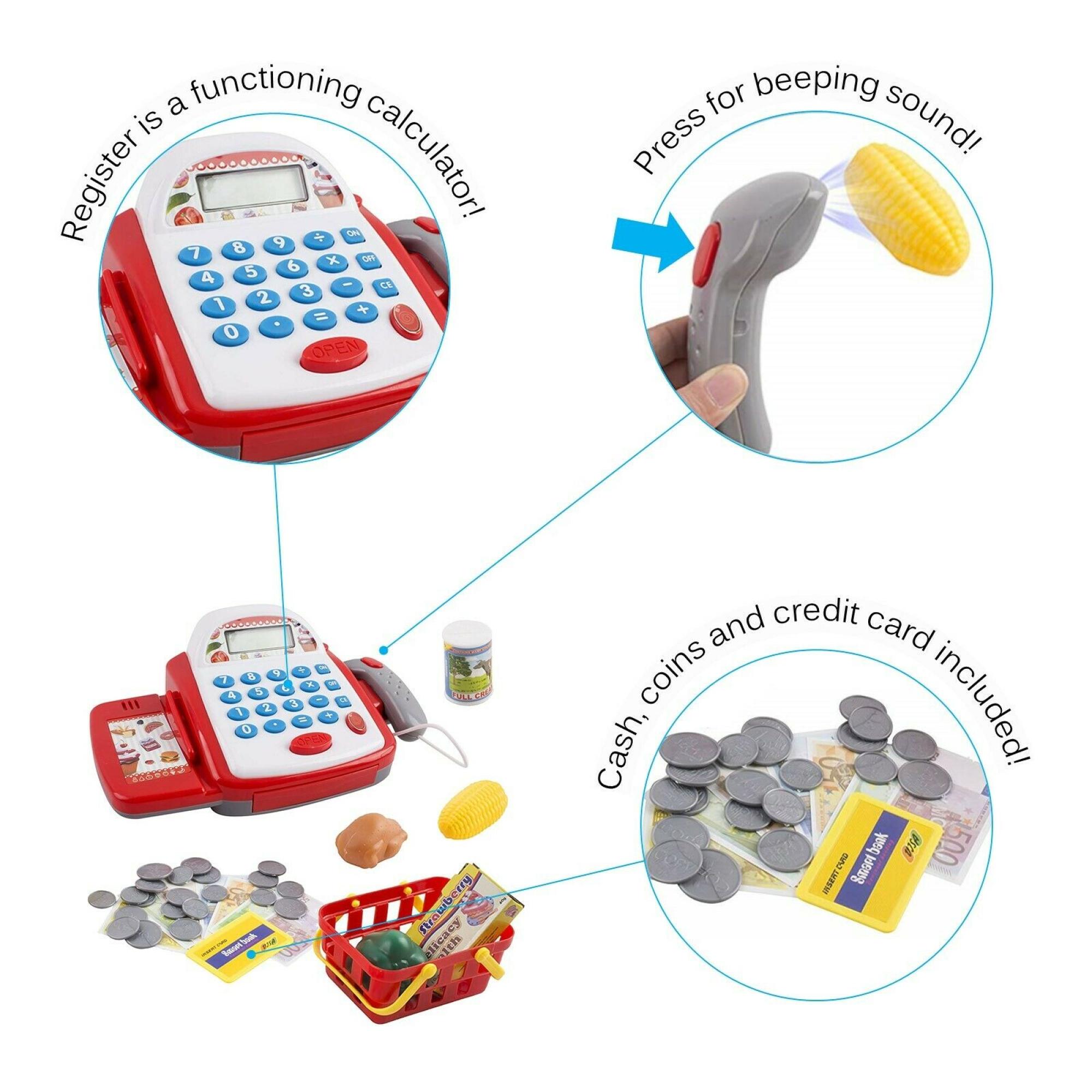 JUGUETE CAJA REGISTRADORA CON ACCESORIOS Y SONIDOS INFANTIL - 3