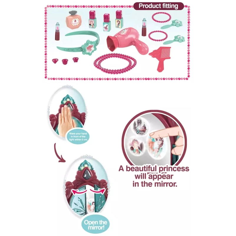 JUGUETE TOCADOR MAQUILLAJE 6 PIEZAS INFANTIL ROSADO - 3