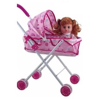 JUGUETE MUÑECA CON CARRITO ROSADA INFANTIL - 1