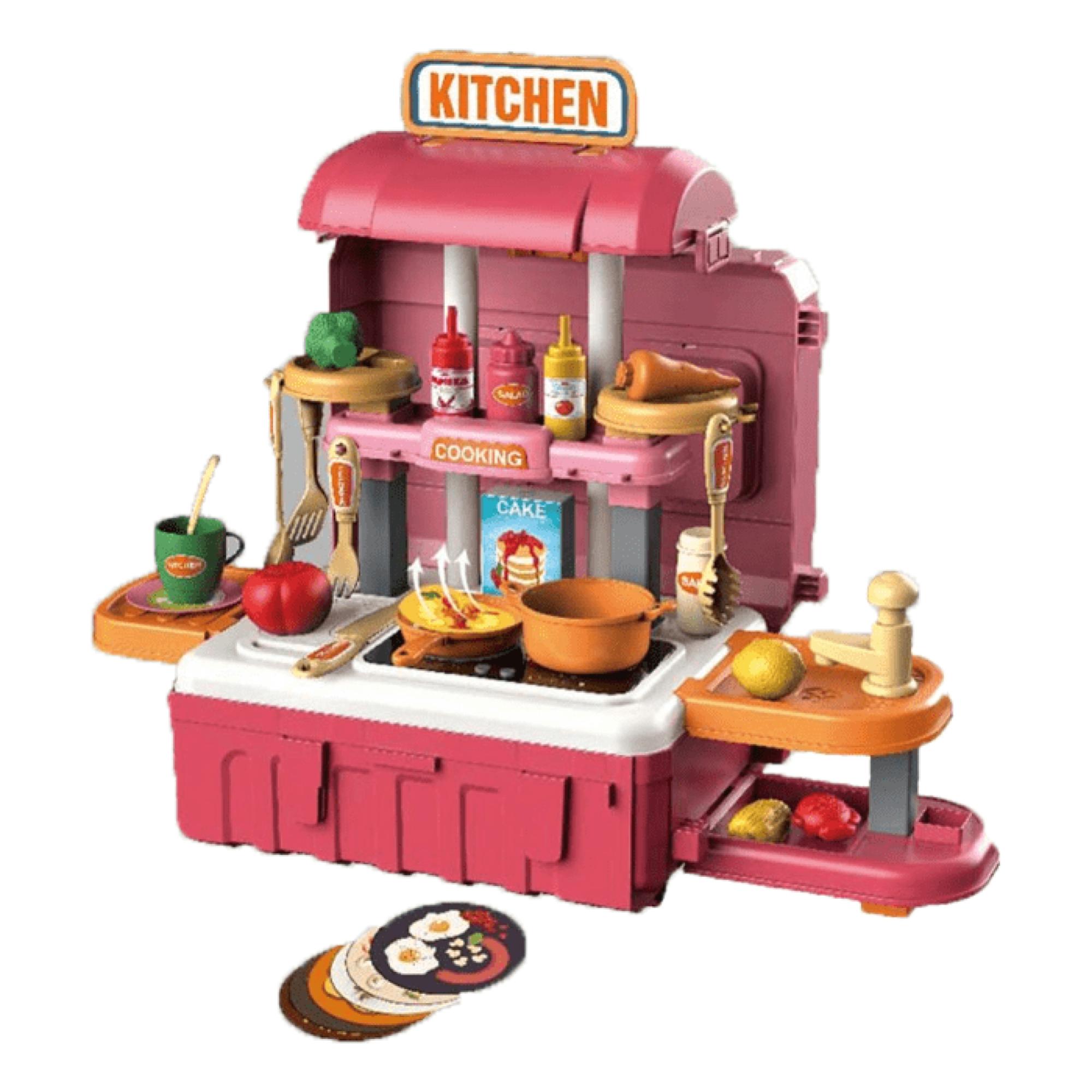 JUGUETE SET MALETA COCINA 49 PIEZAS 3 EN 1 ROSADO INFANTIL - 2