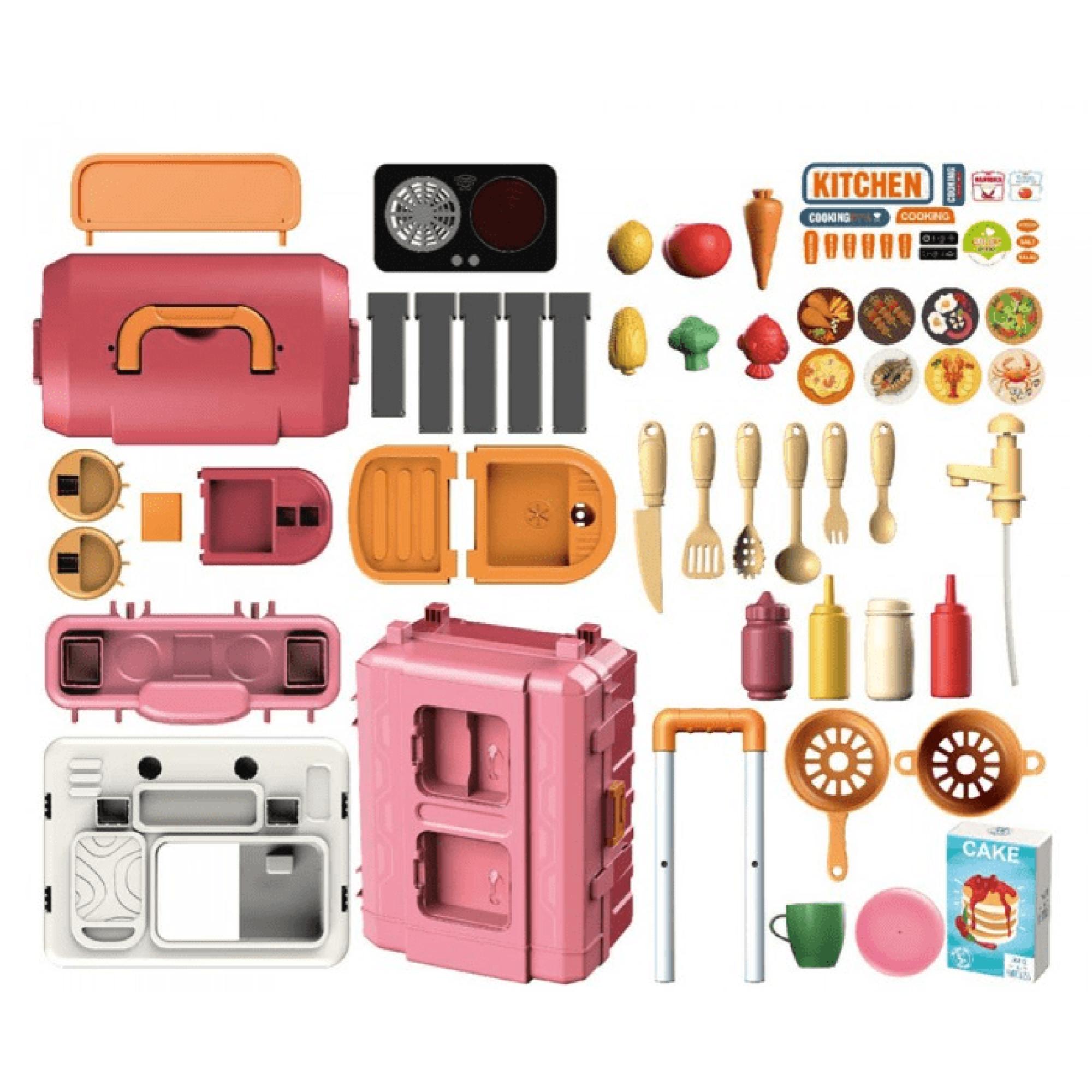 JUGUETE SET MALETA COCINA 49 PIEZAS 3 EN 1 ROSADO INFANTIL - 3