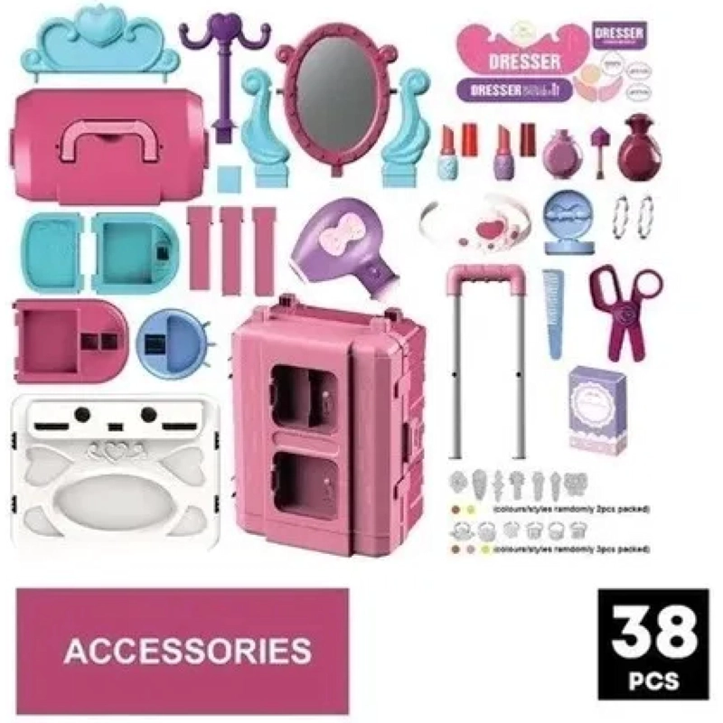 JUGUETE SET MALETA COSMETIQUERO 38 PIEZAS 3 EN 1 ROSADO INFANTIL - 3