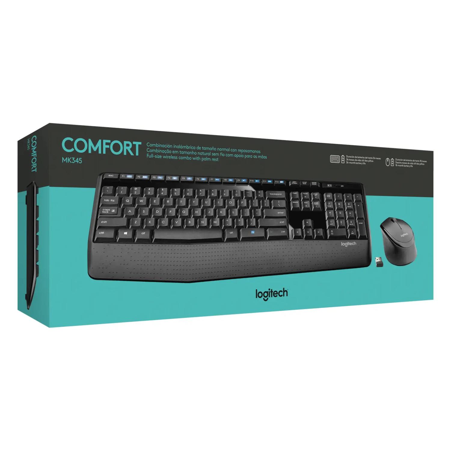 KIT TECLADO Y MOUSE INALAMBRICOS MK345 NEGRO LOGITECH - 2