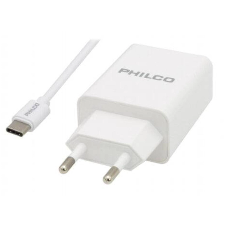 CARGADOR DE PARED USB TIPO C CARGA RAPIDA BLANCO PHILCO - 1