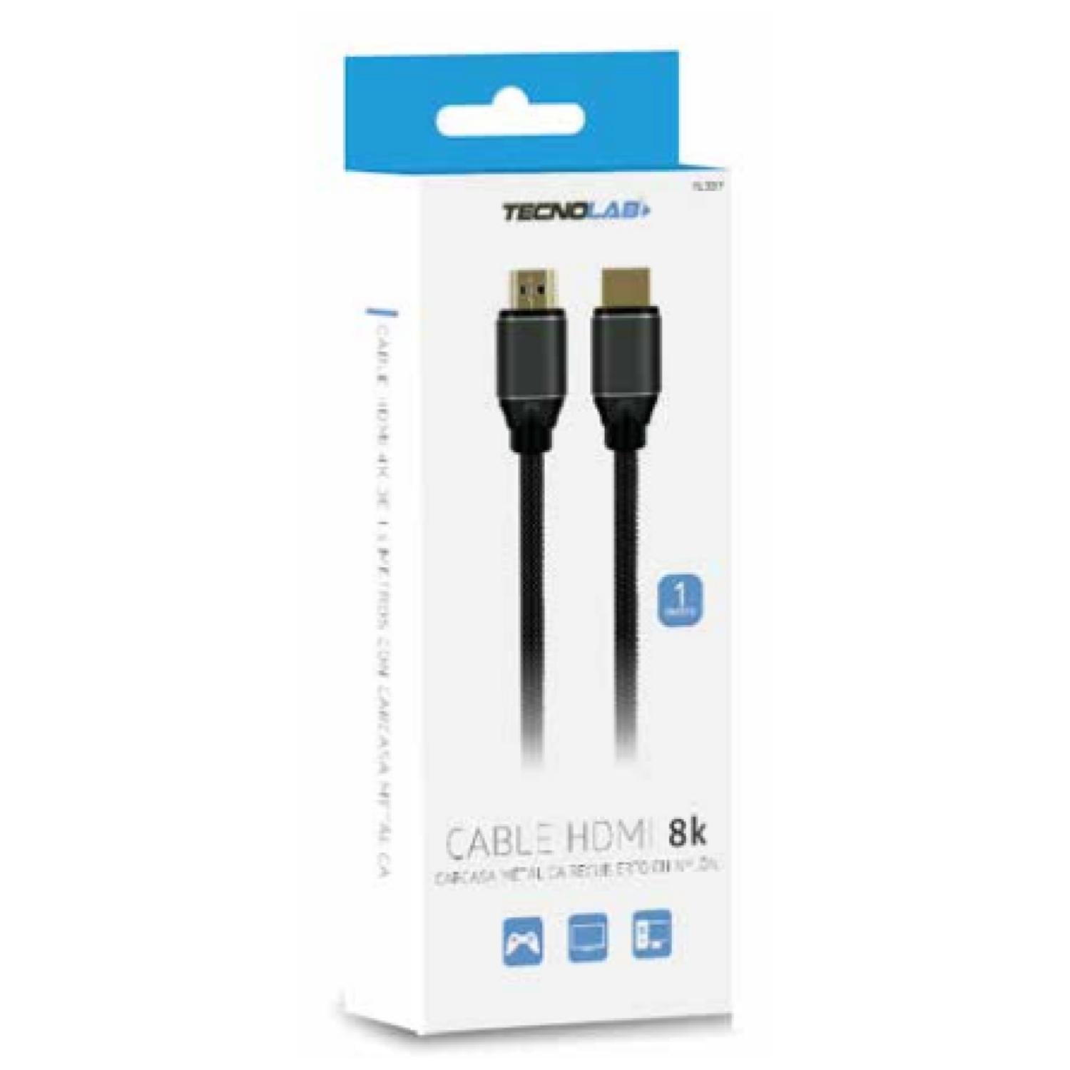 CABLE HDMI TRENZADO 8K UHD 1.5MTS NEGRO TECNOLAB - 2