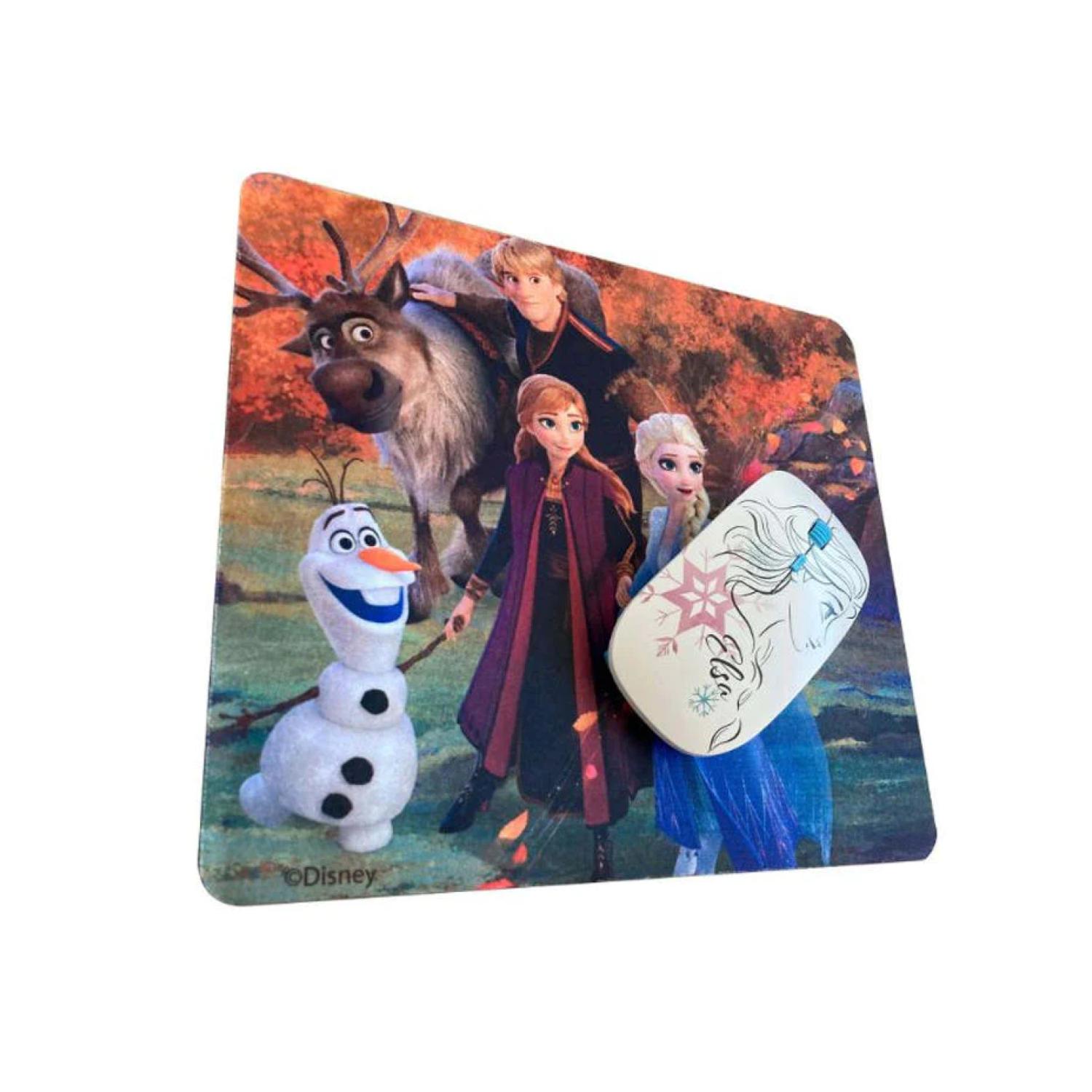 KIT MOUSE INALAMBRICO USB 3B Y MOUSEPAD FROZEN - 1