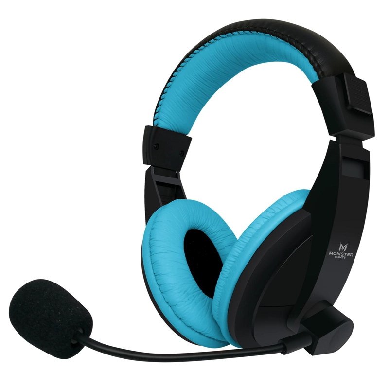 AUDÍFONOS GAMER MONSTER HEADSET LOUD NEGRO AZUL CONECTOR JACK 3.5MM - 1