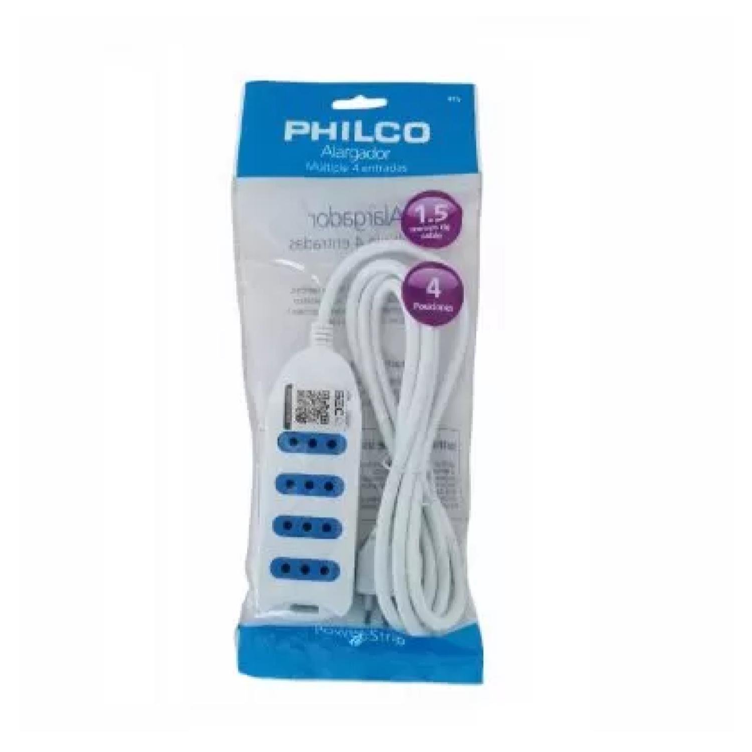 ALARGADOR EXTENCION 3 MTS 4 ENTRADAS EN COLOR NEGRO PHILCO - 2