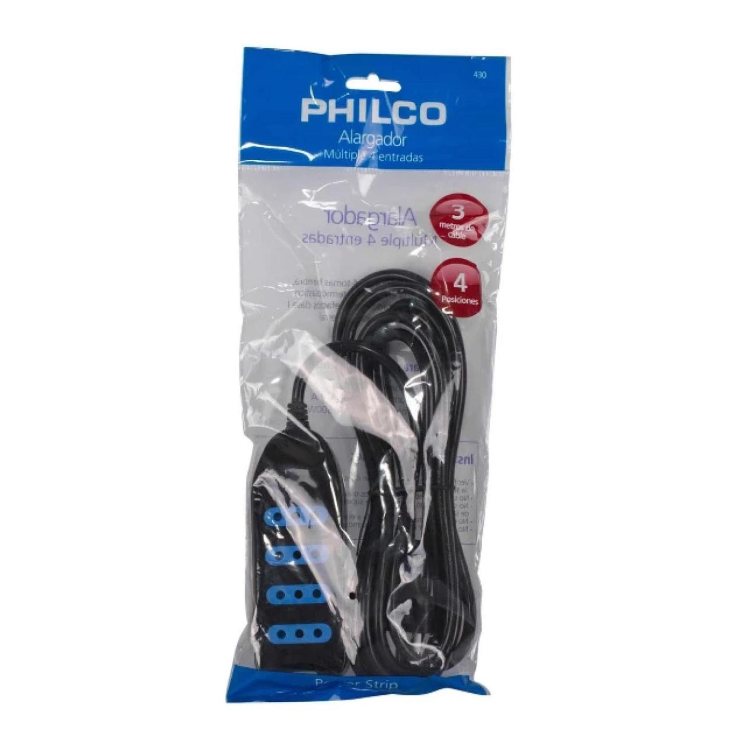 ALARGADOR EXTENSION 4 ENTRADAS 1.5MTS EN COLOR BLANCO PHILCO - 2