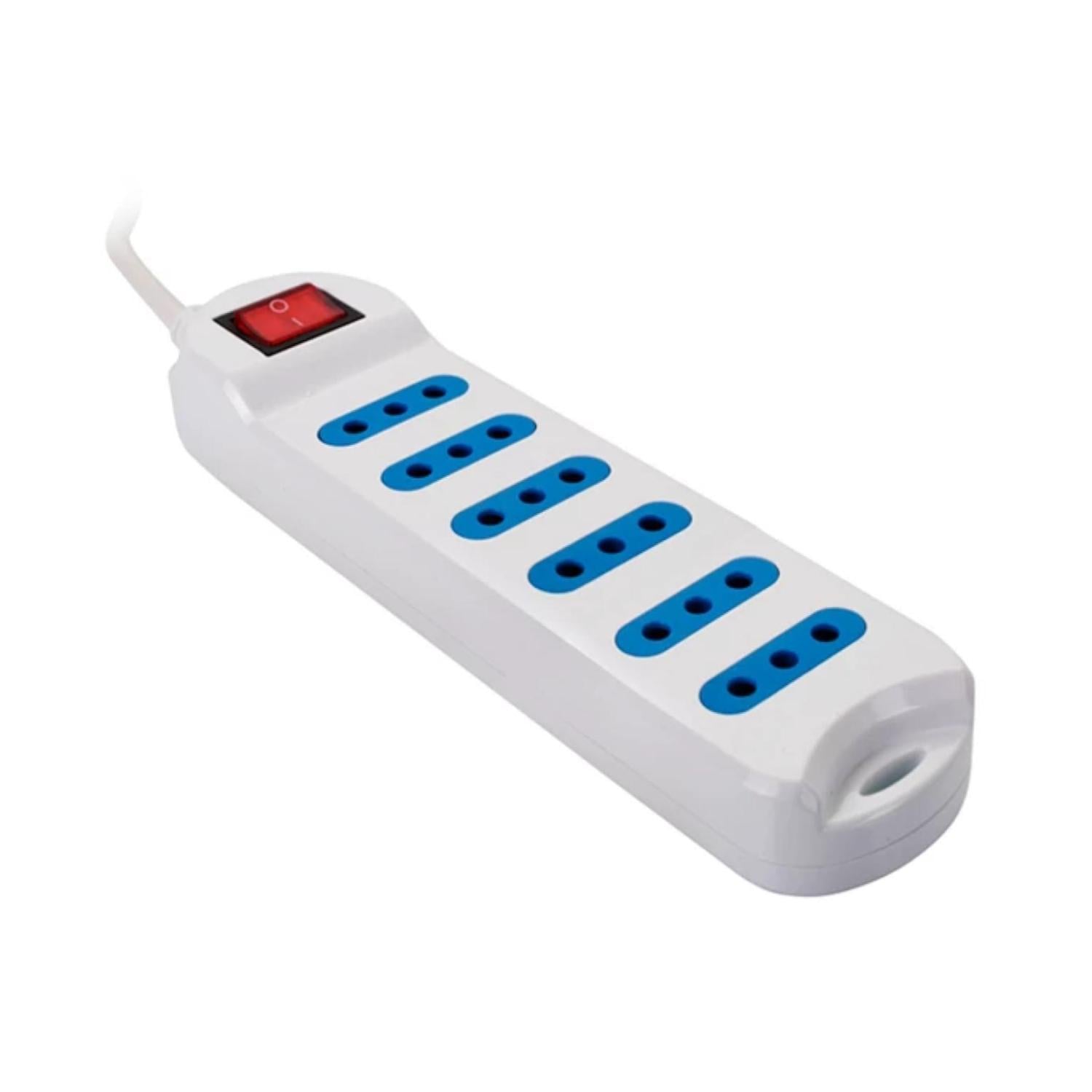 ALARGADOR EXTENSION PHILCO 6 ENTRADAS CON SWITCH 5 MTS BLANCO - 1