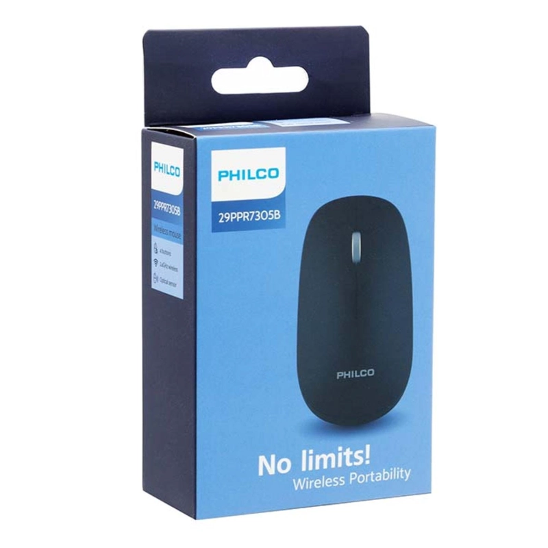 MOUSE INALAMBRICO USB 3 BOTONES 1600 DPI NEGRO PHILCO PRO - 3