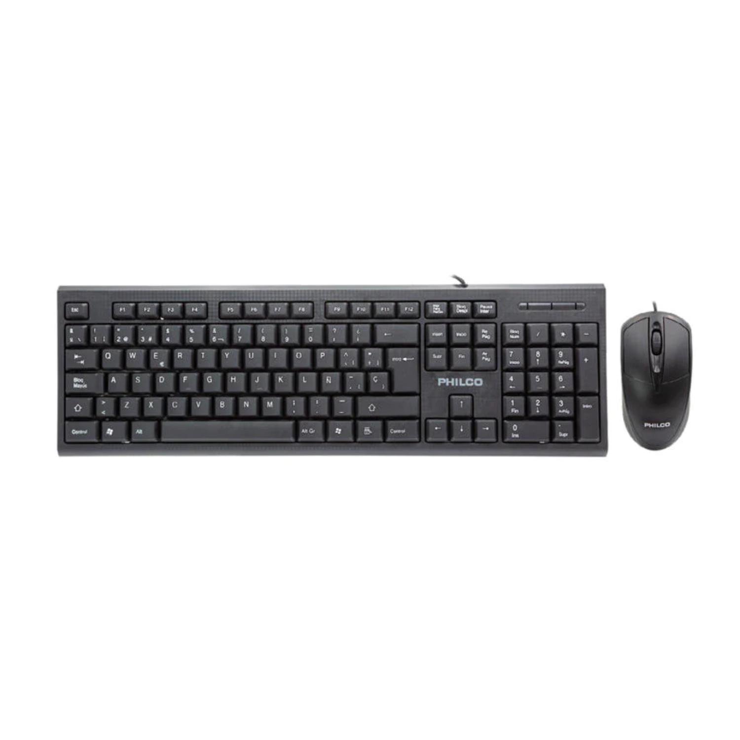 MOUSE INALÁMBRICO PHILCO KIT TECLADO 104 TECLAS Y 1200DPI 3 BOTONES NEGRO - 1