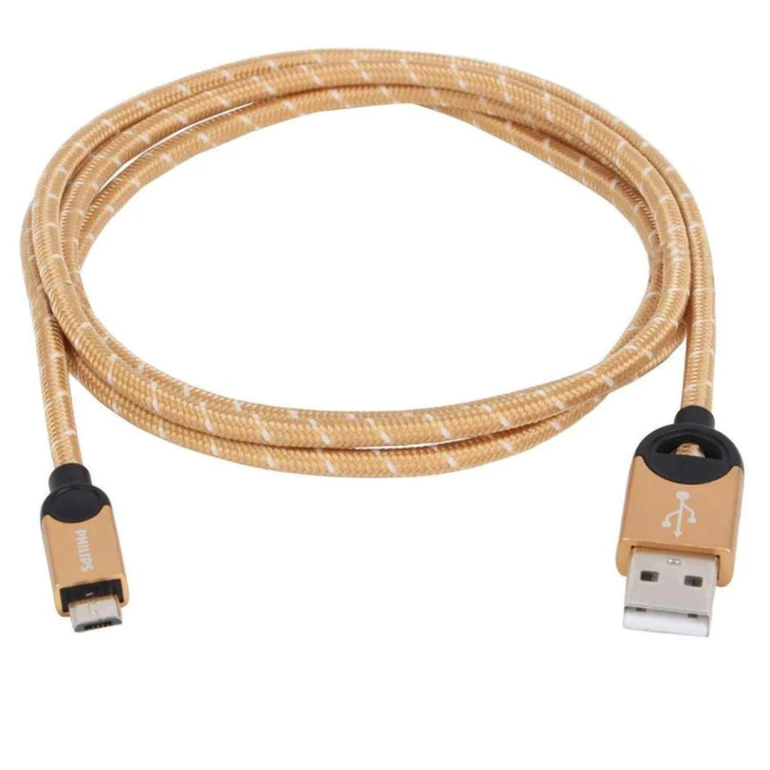 CABLE USB A MICRO USB TRENZADO DORADO 1.2MTS LC2618G PHILIPS - 1