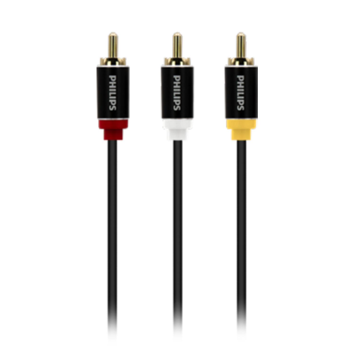CABLE DE AUDIO Y VIDEO RCA PUNTAS DORADAS 1.2MTS PHILIPS - 1