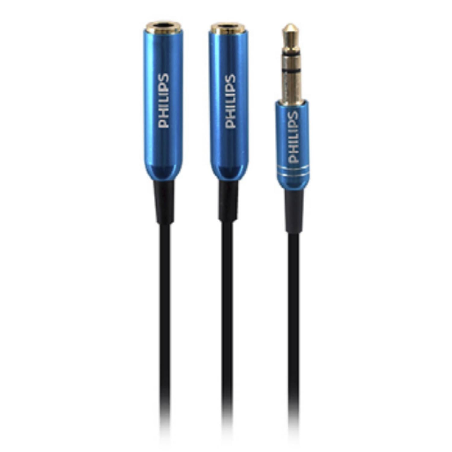 PHILIPS SPLITTER CABLE AUXILIAR JACK 3.5 PUNTAS DORADAS PHILIPS