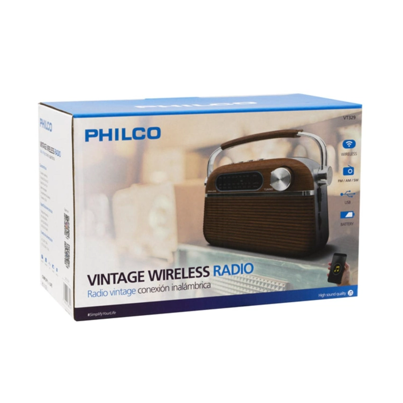 BLUETOOTH PHILCO RADIO VINTAGE AM FM USB CAFE VT329 - 3