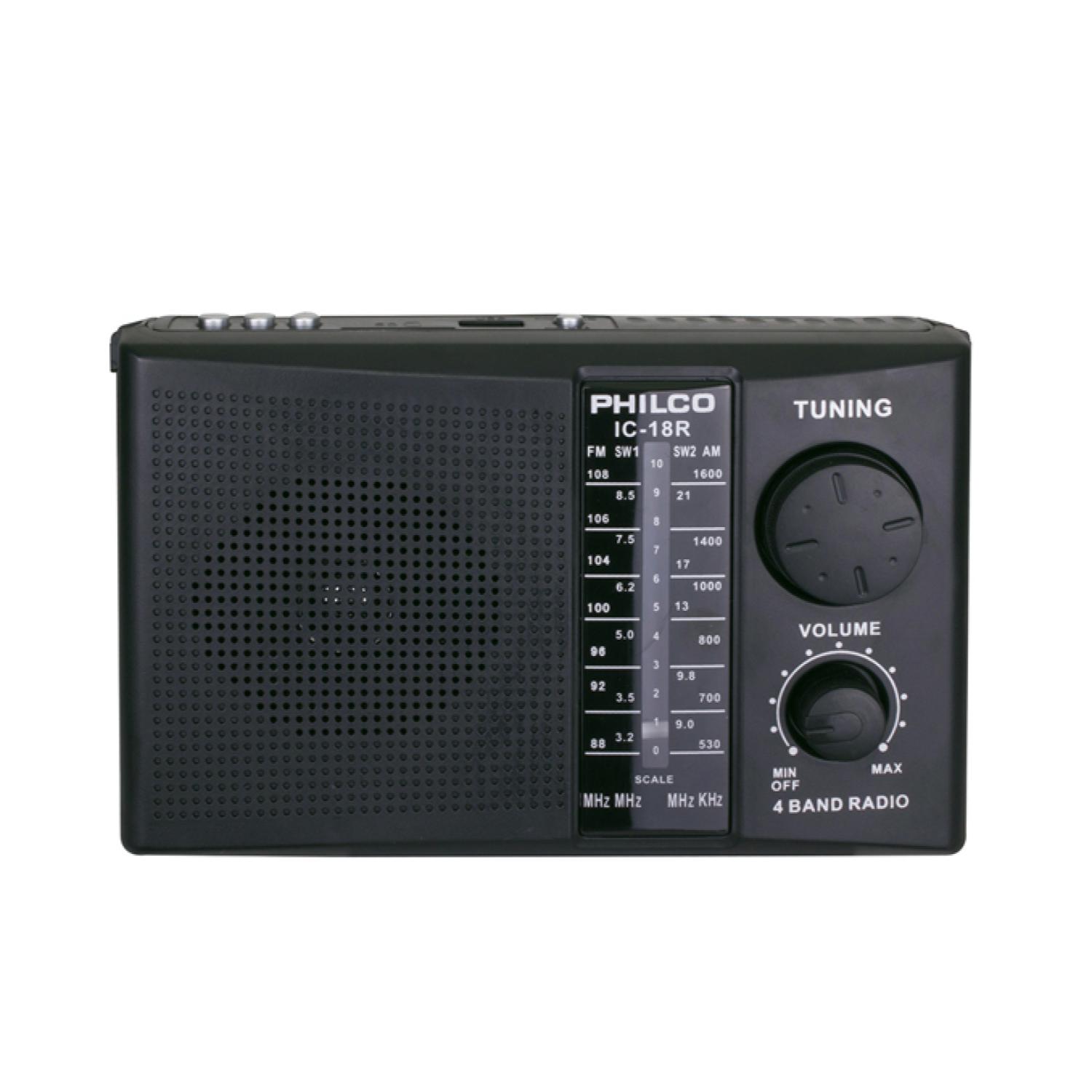 RADIO 3 BANDAS USB AUX RECARGABLE NEGRO IC-18R PHILCO - 1