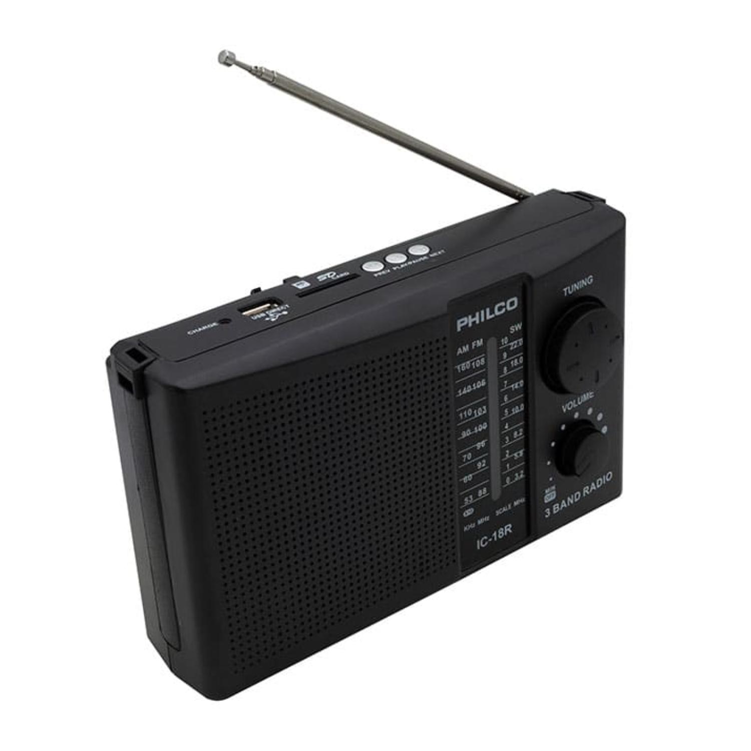RADIO 3 BANDAS USB AUX RECARGABLE NEGRO IC-18R PHILCO - 2