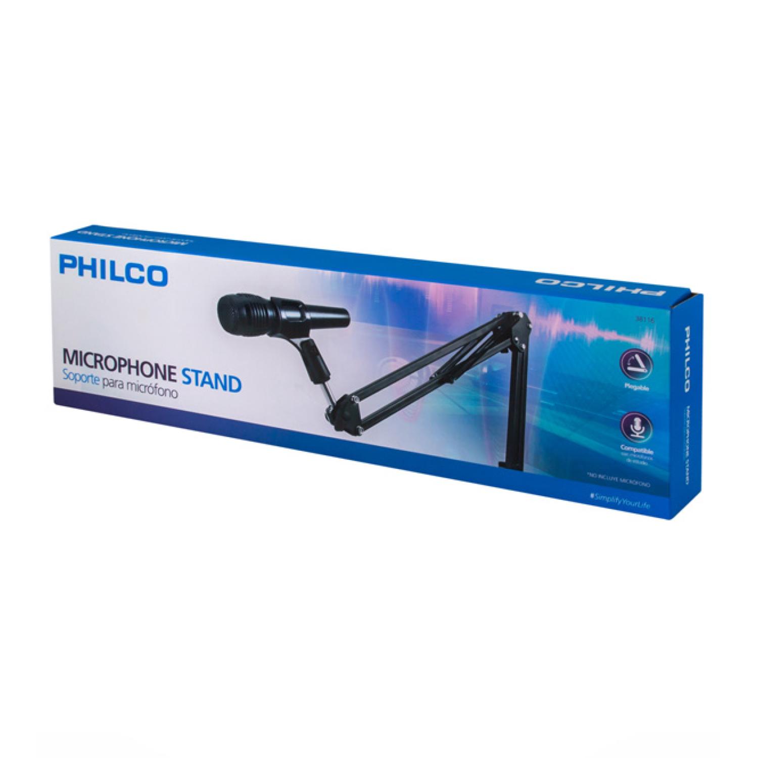 SOPORTE PHILCO STAND ATRIL METALICOC FLEXIBLE MICRÓFONO NEGRO - 2