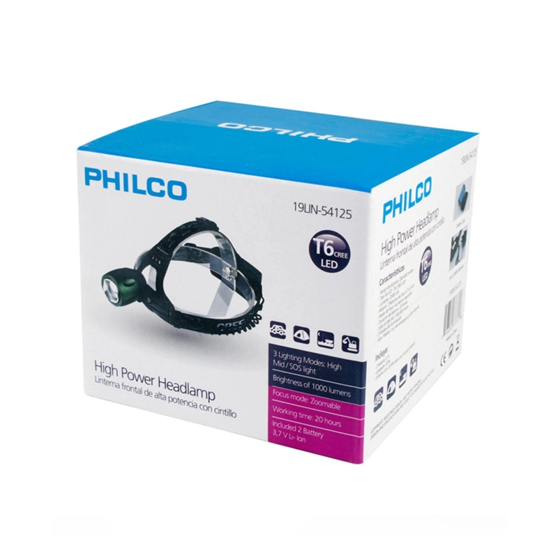 LINTERNA CABEZA LED ULTRA BRILLANTE 3 MODOS ILUMINACION PHILCO - 2