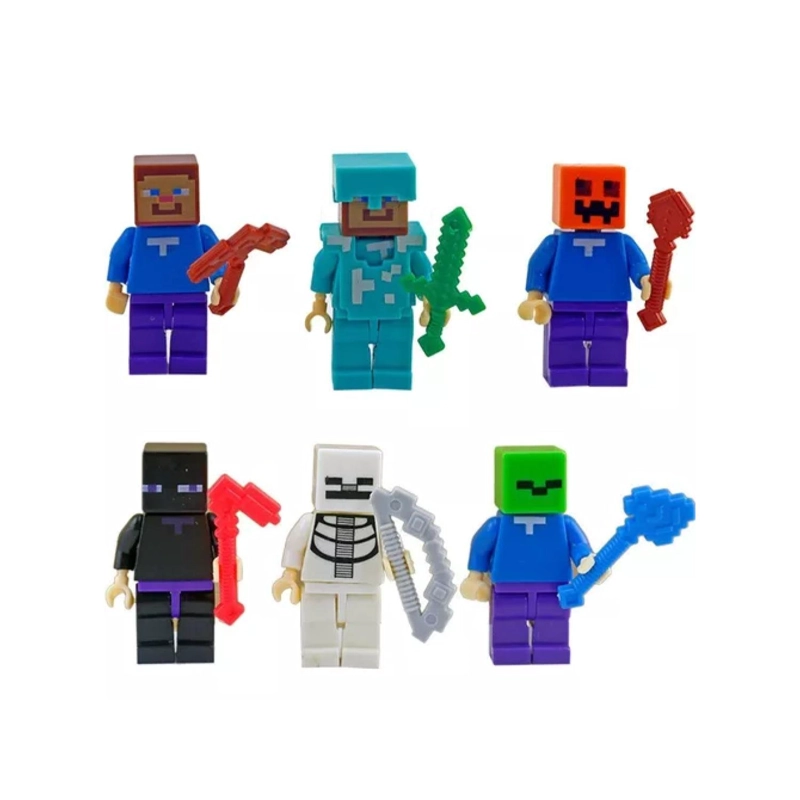 JUGUETE FIGURAS TOTAL CLICK AZUL SET MINECRAFT CUBE 6 6 PIEZAS ACCESORIOS - 1