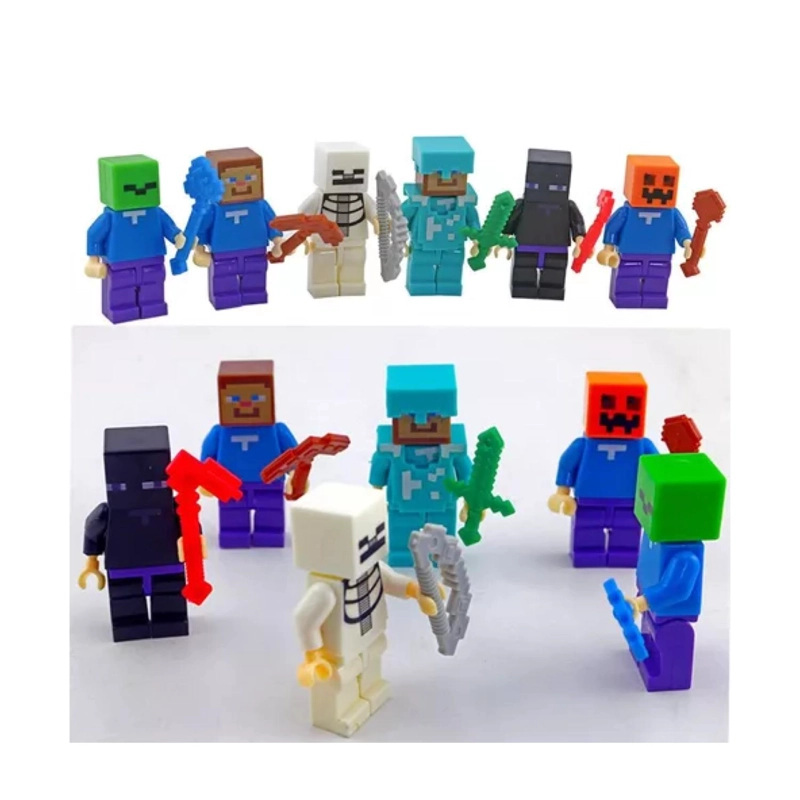 JUGUETE FIGURAS TOTAL CLICK AZUL SET MINECRAFT CUBE 6 6 PIEZAS ACCESORIOS - 2