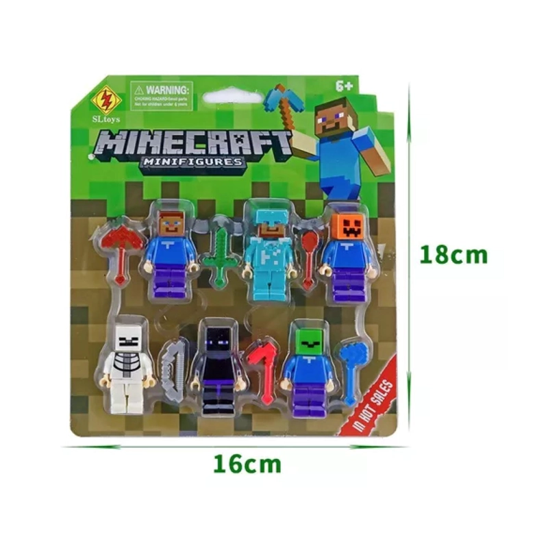 JUGUETE FIGURAS TOTAL CLICK AZUL SET MINECRAFT CUBE 6 6 PIEZAS ACCESORIOS - 3
