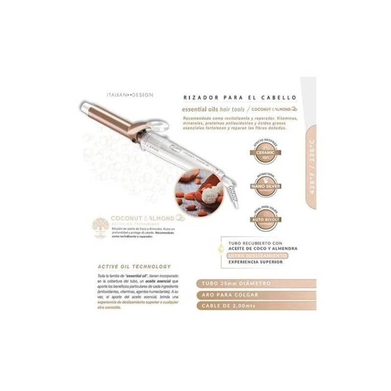 ONDULADOR DE CABELLO GAMA RIZADOR 25MM CERAMIC ION 220°C ANTIFRIZZ COCONUT - 3