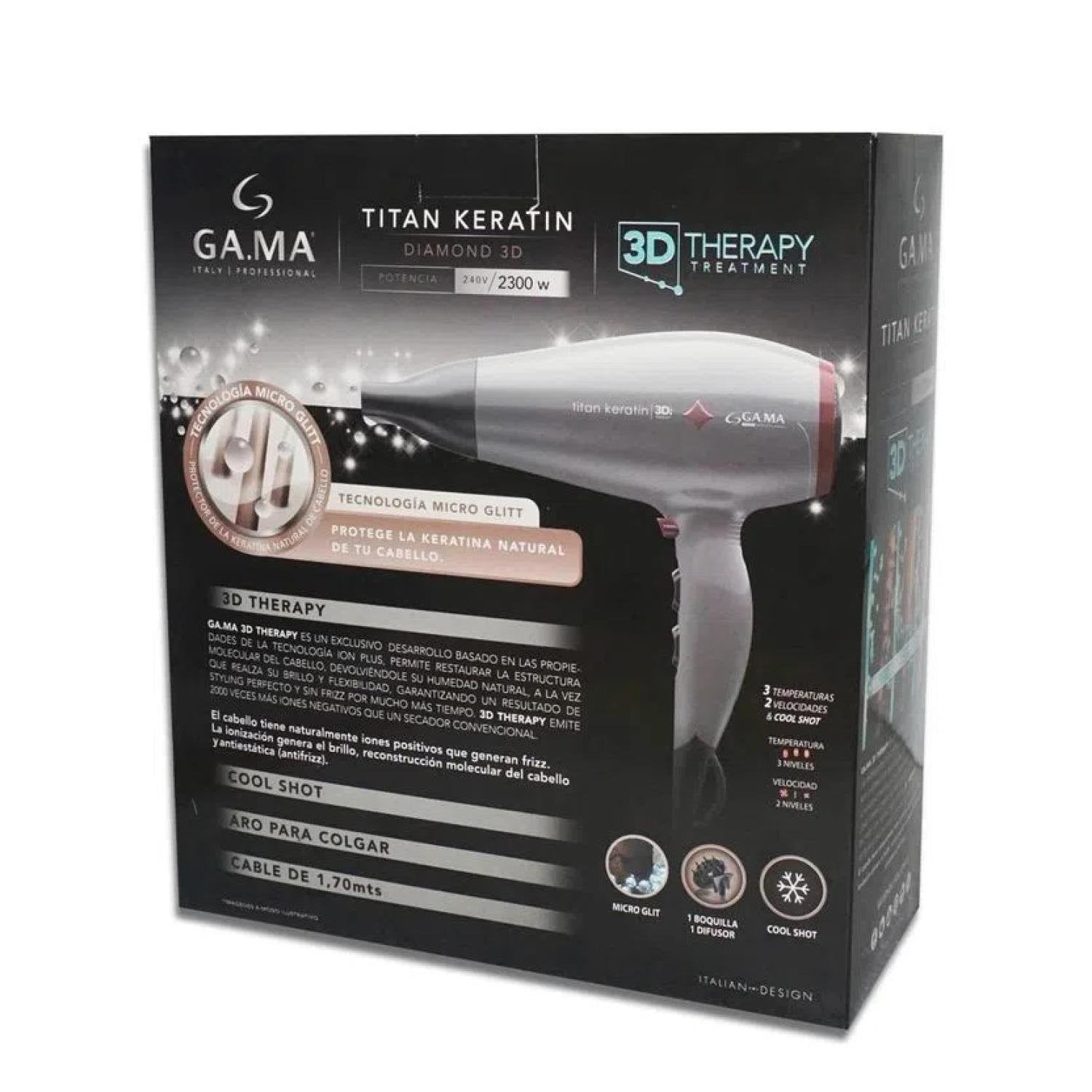 SECADOR DE CABELLO GAMA 2200 W 3 TEMPERATURAS 2 VELOCIDADES DIAMOND TITAN KERATIN - 5