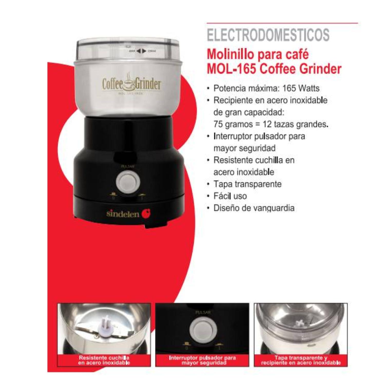 MOLINO GRANO SINDELEN MOL-165 75 GR 165 WATTS MOLINILLO CAFE ELECTRICO FACIL USO - 4