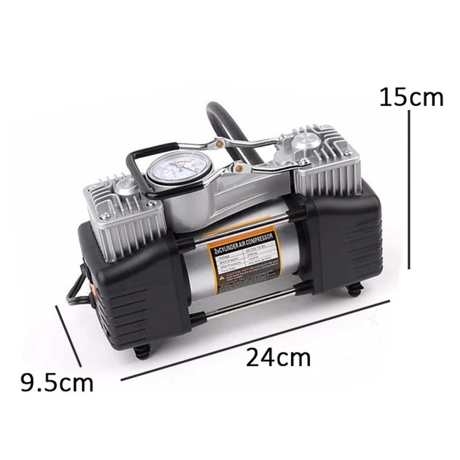 COMPRESOR DE AIRE TOTALUPGRATE PORTATIL DOBLE PISTON 12V 150PSI RAPIDO - 4