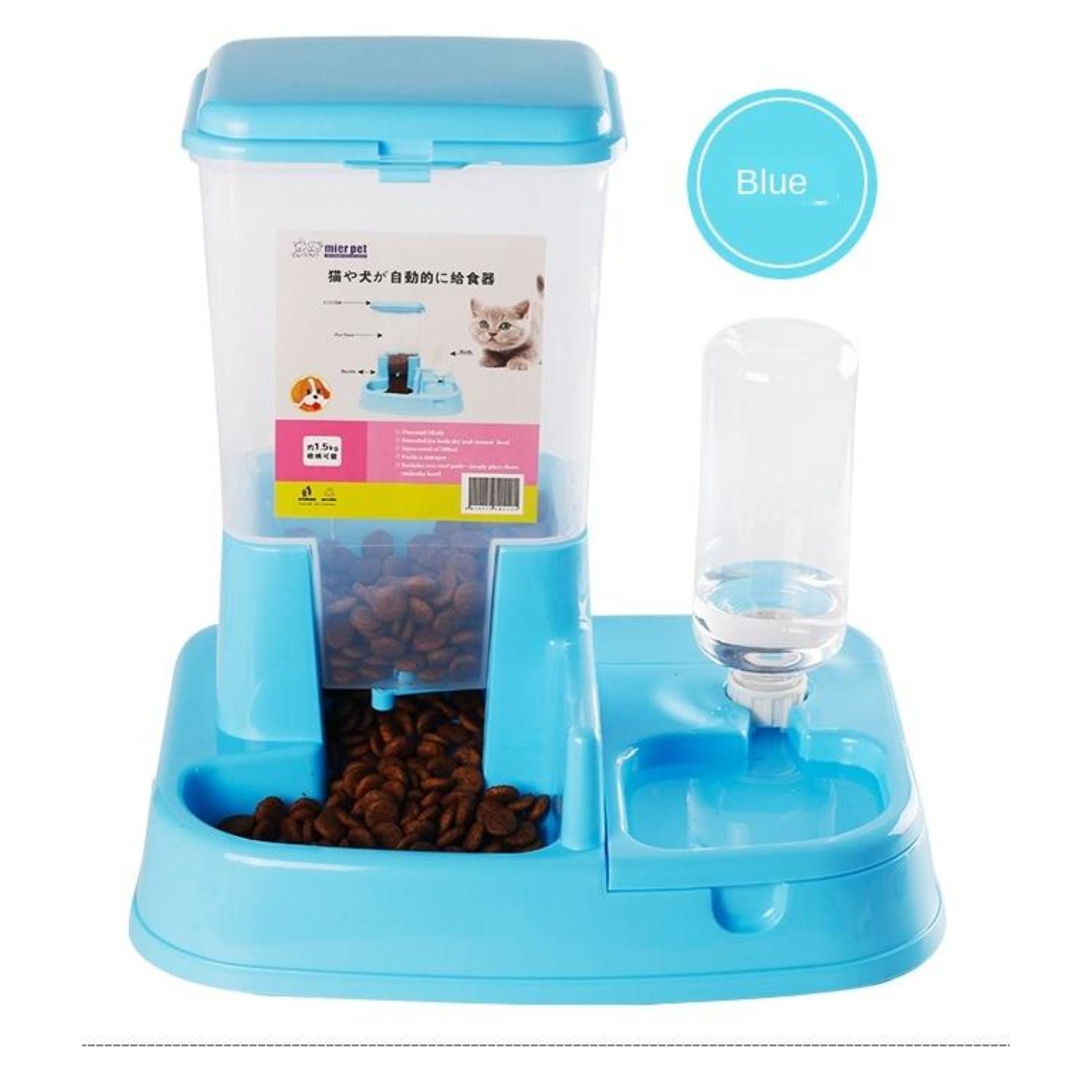 PLATO DISPENSADOR AUTOMATICO ALIMENTO Y AGUA PERROS GATOS MASCOTAS - 1