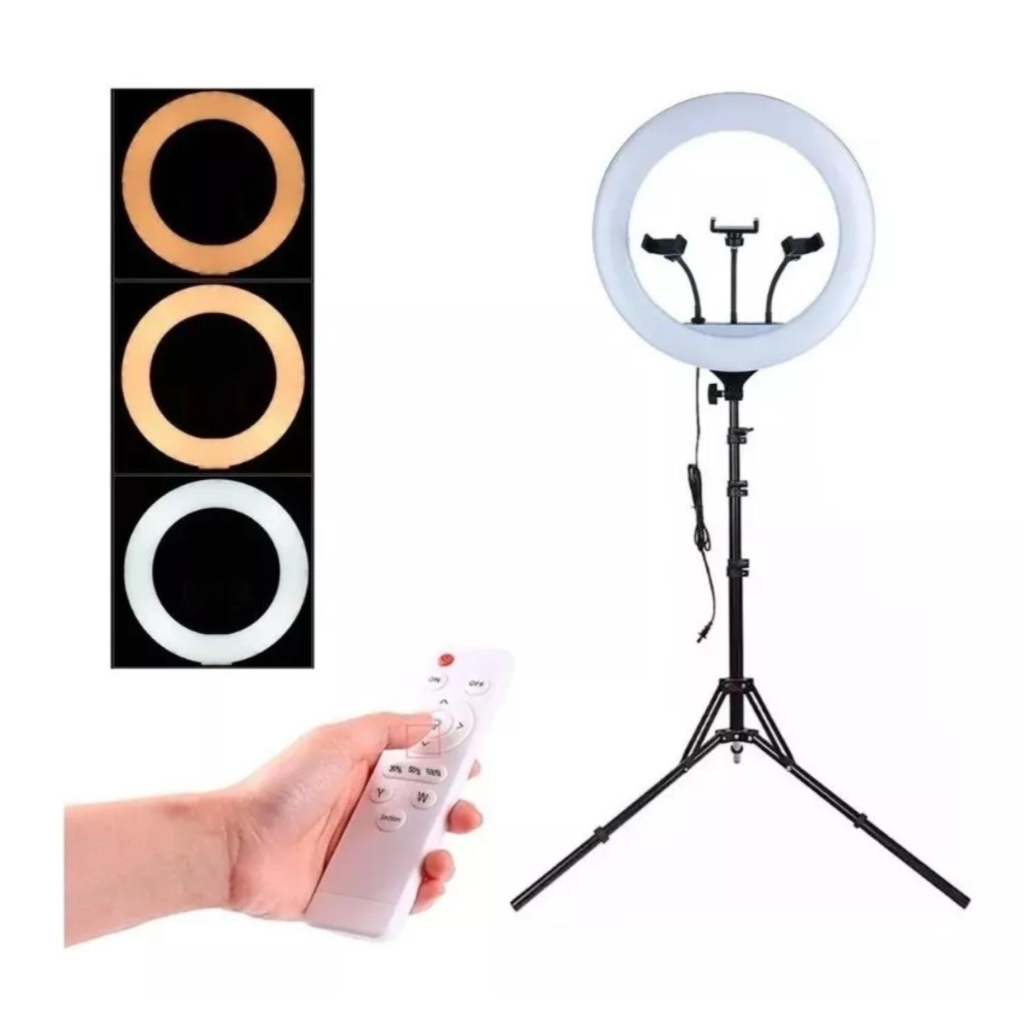ARO DE LUZ LED PROFESIONAL 45CM USB TRIPODE 2M EN COLOR NEGRO - 1