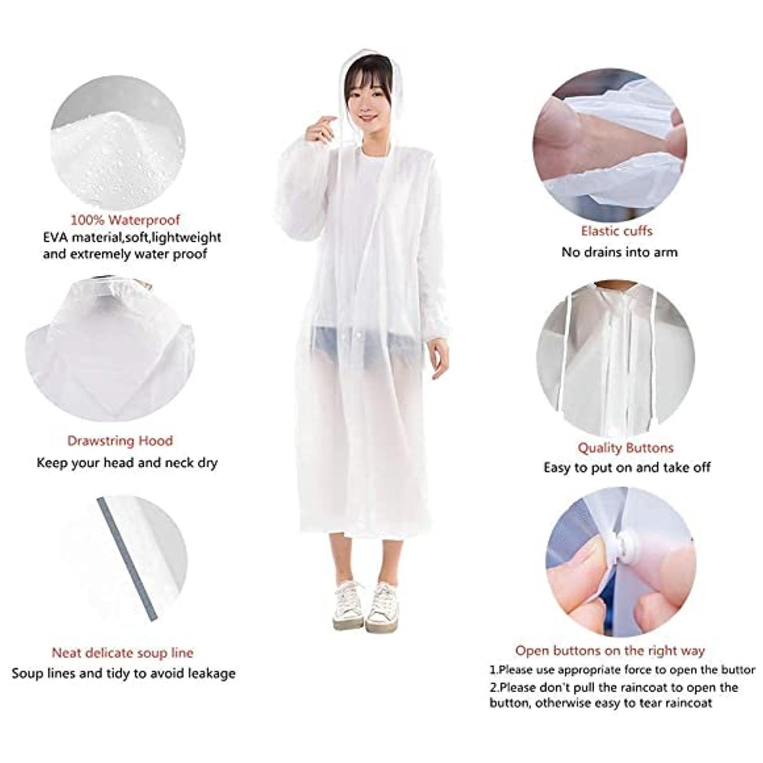 PONCHO IMPERMEABLE CON GORRO PARA LLUVIA TRANSPARENTE - 3