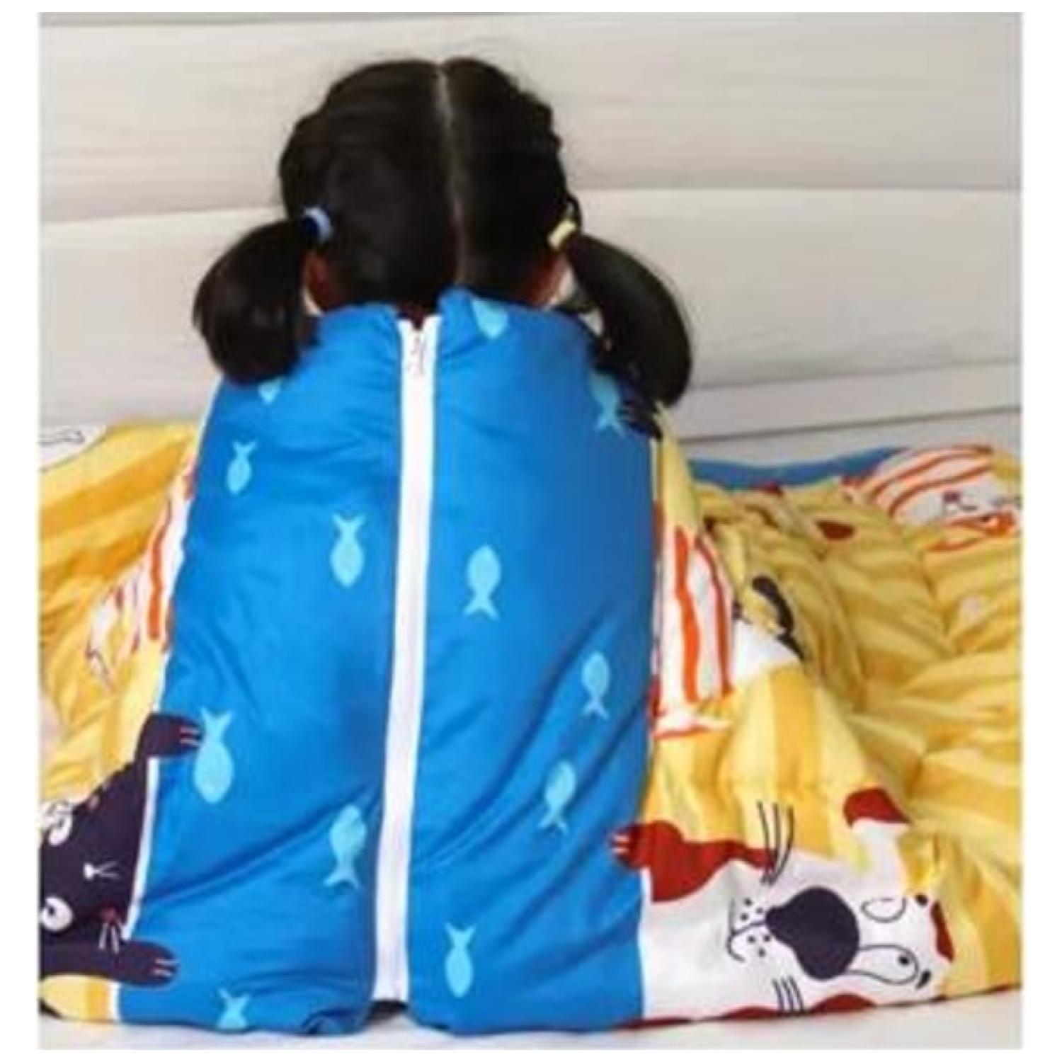 FRAZADA TOTALUPGRATE MANTA COBIJA MANGA CONVERTIBLE 3 EN 1 INFANTIL AMARILLO AZUL - 2